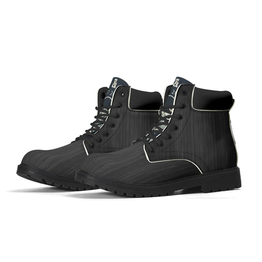 Mens Biker Upgraded Black Outsole Leather All Season Boots