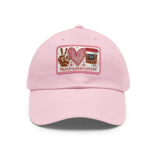 Peace Love Coffee Hat with Leather Patch (Rectangle)